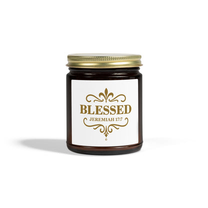 Blessed (Gold Lettering) Scented Candle - Coconut Apricot Wax, Inspirational Home Decor, Gifts for Believers, Relaxation