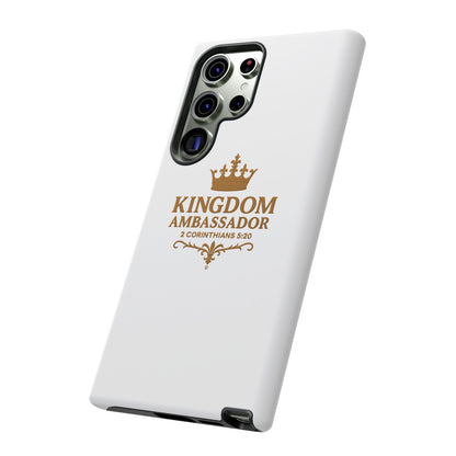 Kingdom Ambassador (Gold Lettering) Rugged Phone Case, Inspirational Mobile Cover, Gift for Faith Lovers, Faith-Based Protector