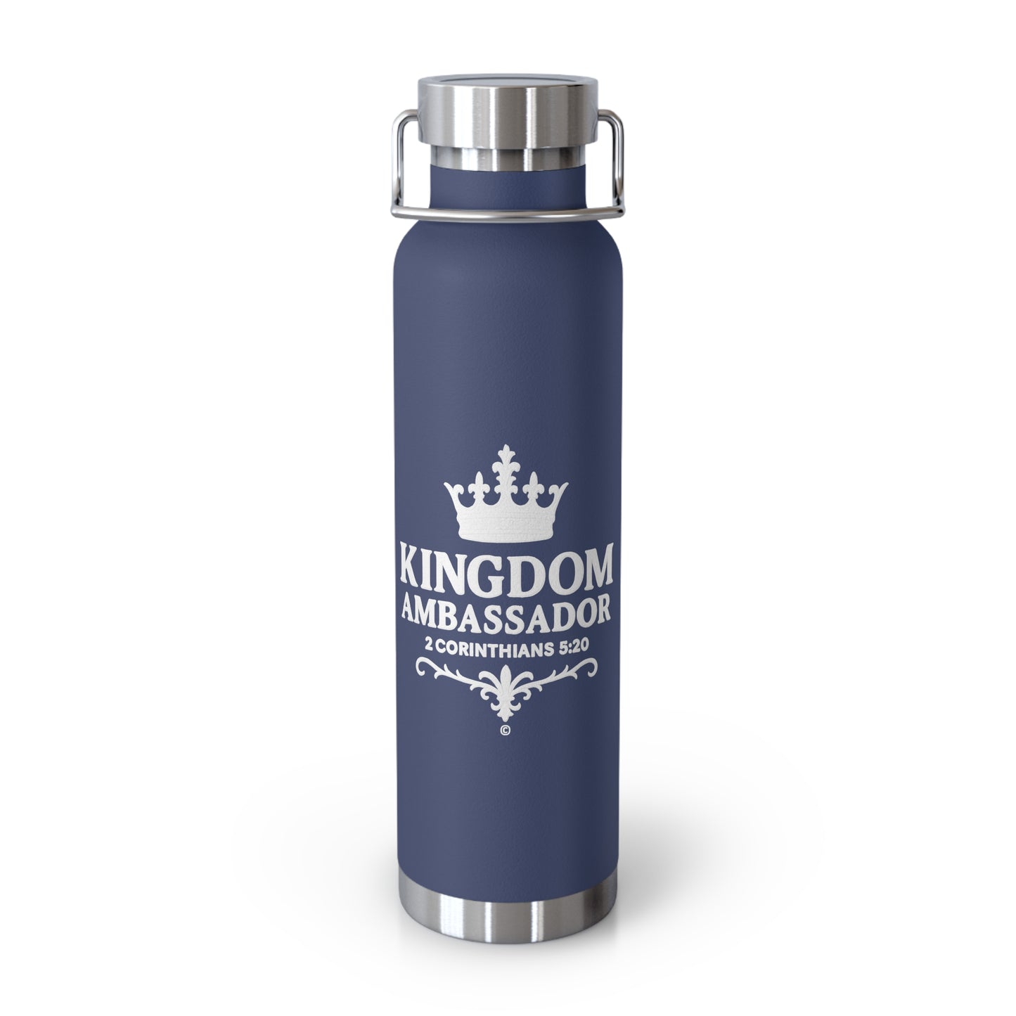 Kingdom Ambassador (White Lettering) Insulated Water Bottle, 22oz - Motivational Gift for Believers, Holiday, Travel, Fitness, Eco-Friendly