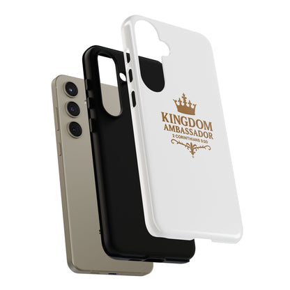 Kingdom Ambassador (Gold Lettering) Rugged Phone Case, Inspirational Mobile Cover, Gift for Faith Lovers, Faith-Based Protector
