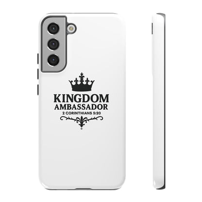 Kingdom Ambassador (Black Lettering) Rugged Phone Case, Inspirational Mobile Cover, Gift for Faith Lovers, Faith-Based Protector