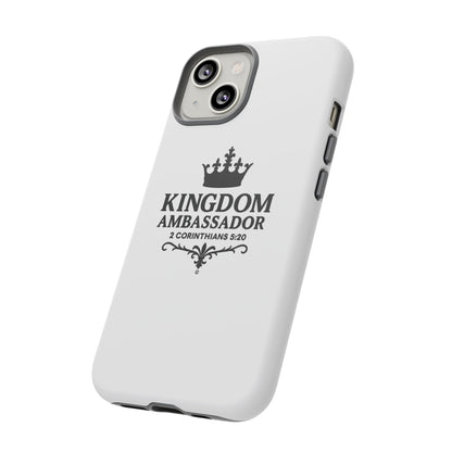 Kingdom Ambassador (Black Lettering) Rugged Phone Case, Inspirational Mobile Cover, Gift for Faith Lovers, Faith-Based Protector