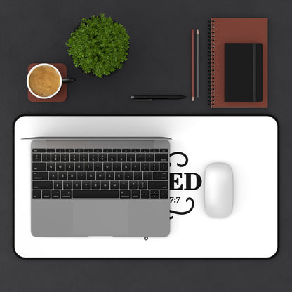 Blessed (Black Lettering) Desk Mat - Inspirational Office Decor, Christian Gift, Desk Accessory, Motivational Workspace