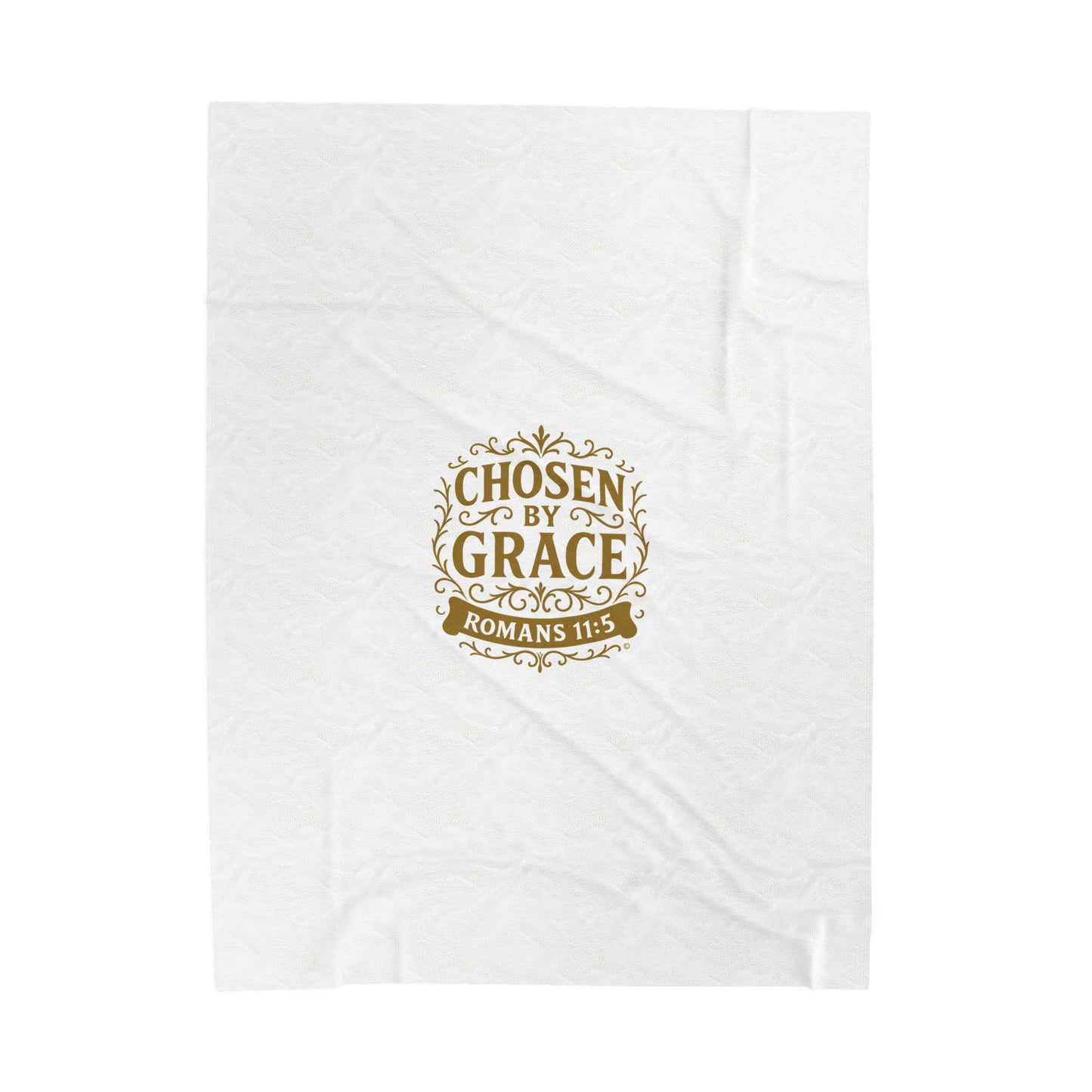Chosen by Grace (Gold Lettering) Plush Blanket, Inspirational Home Decor, Faith-Based Decor, Modern Plush Blanket