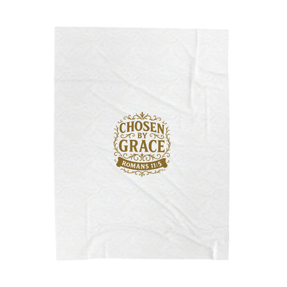 Chosen by Grace (Gold Lettering) Plush Blanket, Inspirational Home Decor, Faith-Based Decor, Modern Plush Blanket