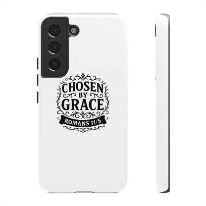 Chosen by Grace (Black Lettering), Rugged Phone Case, Inspirational Mobile Cover, Gift for Faith Lovers, Faith-Based Protector
