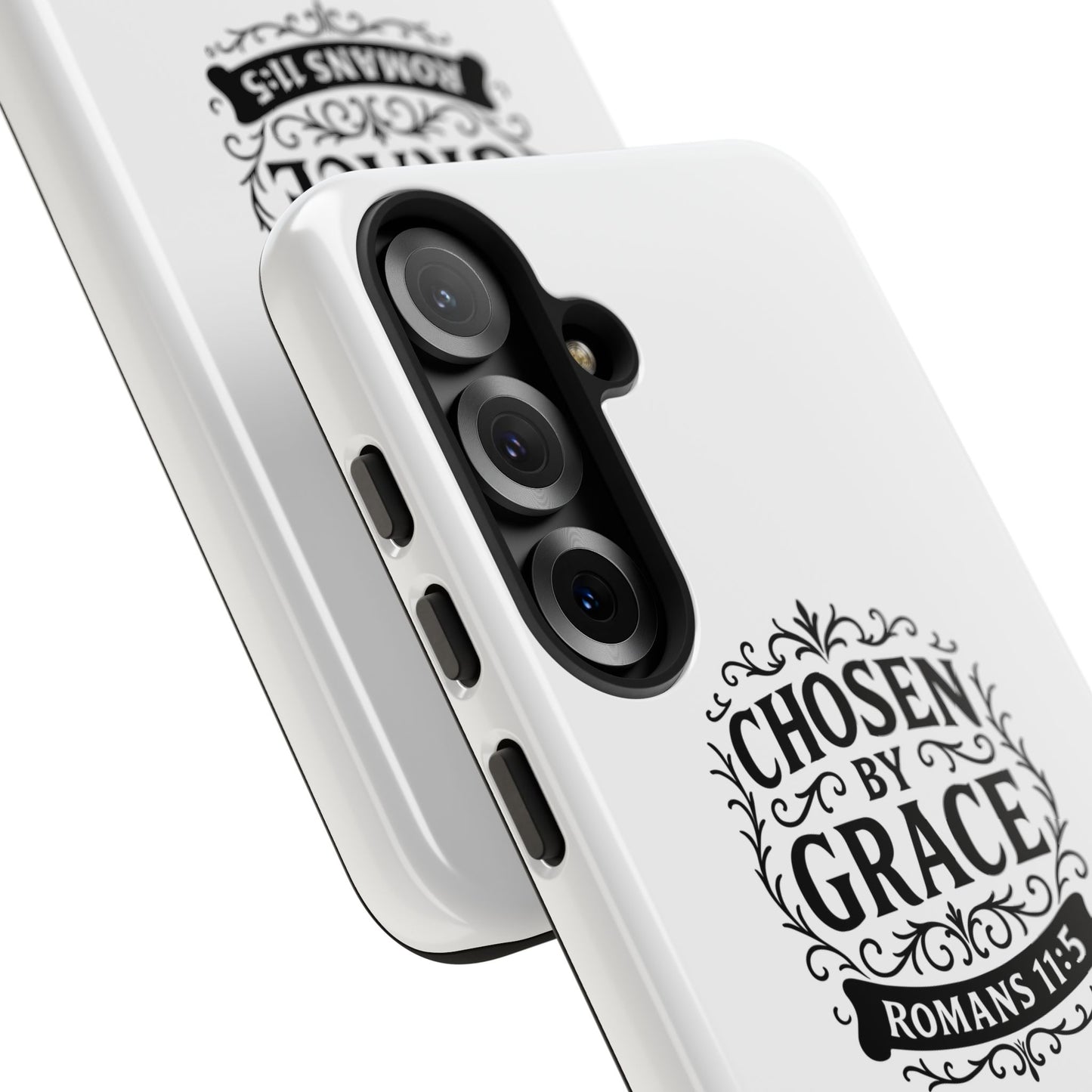 Chosen by Grace (Black Lettering), Rugged Phone Case, Inspirational Mobile Cover, Gift for Faith Lovers, Faith-Based Protector