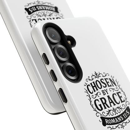 Chosen by Grace (Black Lettering), Rugged Phone Case, Inspirational Mobile Cover, Gift for Faith Lovers, Faith-Based Protector