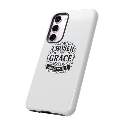 Chosen by Grace (Black Lettering), Rugged Phone Case, Inspirational Mobile Cover, Gift for Faith Lovers, Faith-Based Protector