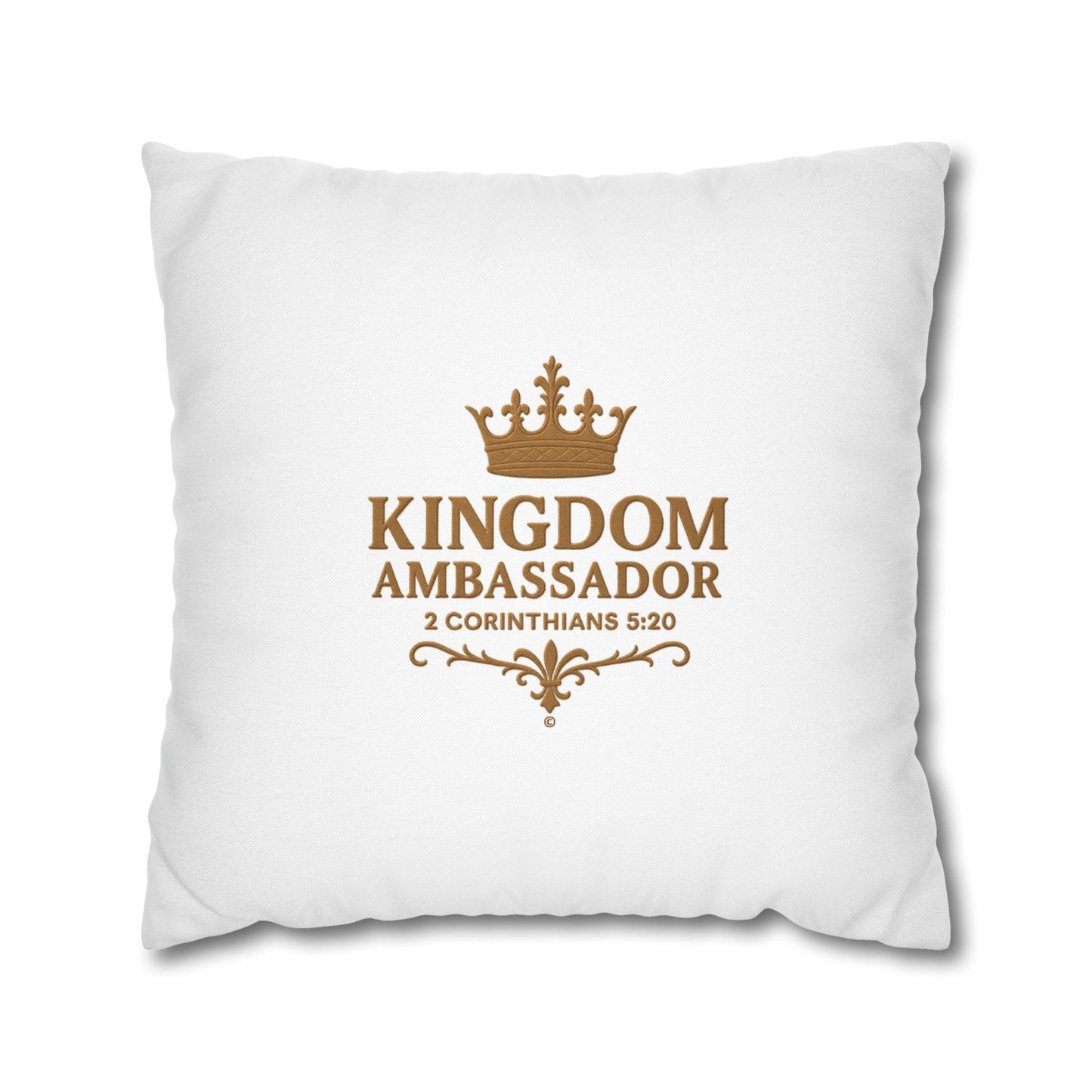 Kingdom Ambassador (Gold Lettering) Square Pillow Cover | Inspirational Home Decor | Gifts for Faith (Pillow not included)