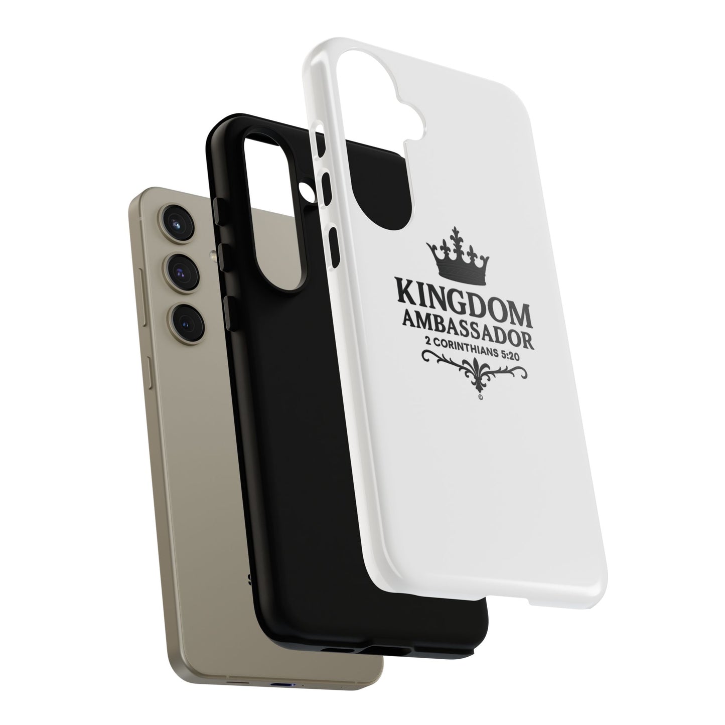 Kingdom Ambassador (Black Lettering) Rugged Phone Case, Inspirational Mobile Cover, Gift for Faith Lovers, Faith-Based Protector