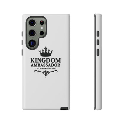 Kingdom Ambassador (Black Lettering) Rugged Phone Case, Inspirational Mobile Cover, Gift for Faith Lovers, Faith-Based Protector