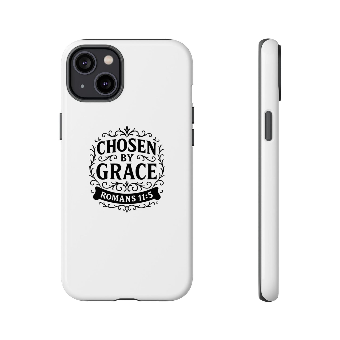 Chosen by Grace (Black Lettering), Rugged Phone Case, Inspirational Mobile Cover, Gift for Faith Lovers, Faith-Based Protector