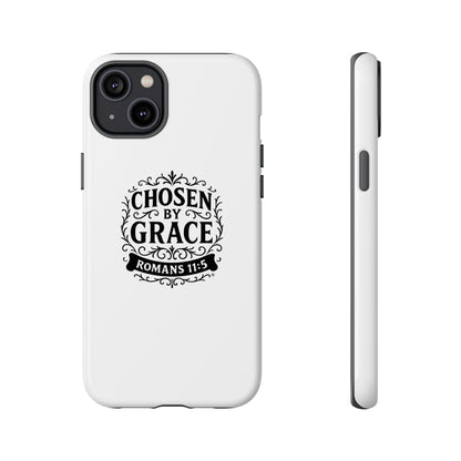 Chosen by Grace (Black Lettering), Rugged Phone Case, Inspirational Mobile Cover, Gift for Faith Lovers, Faith-Based Protector