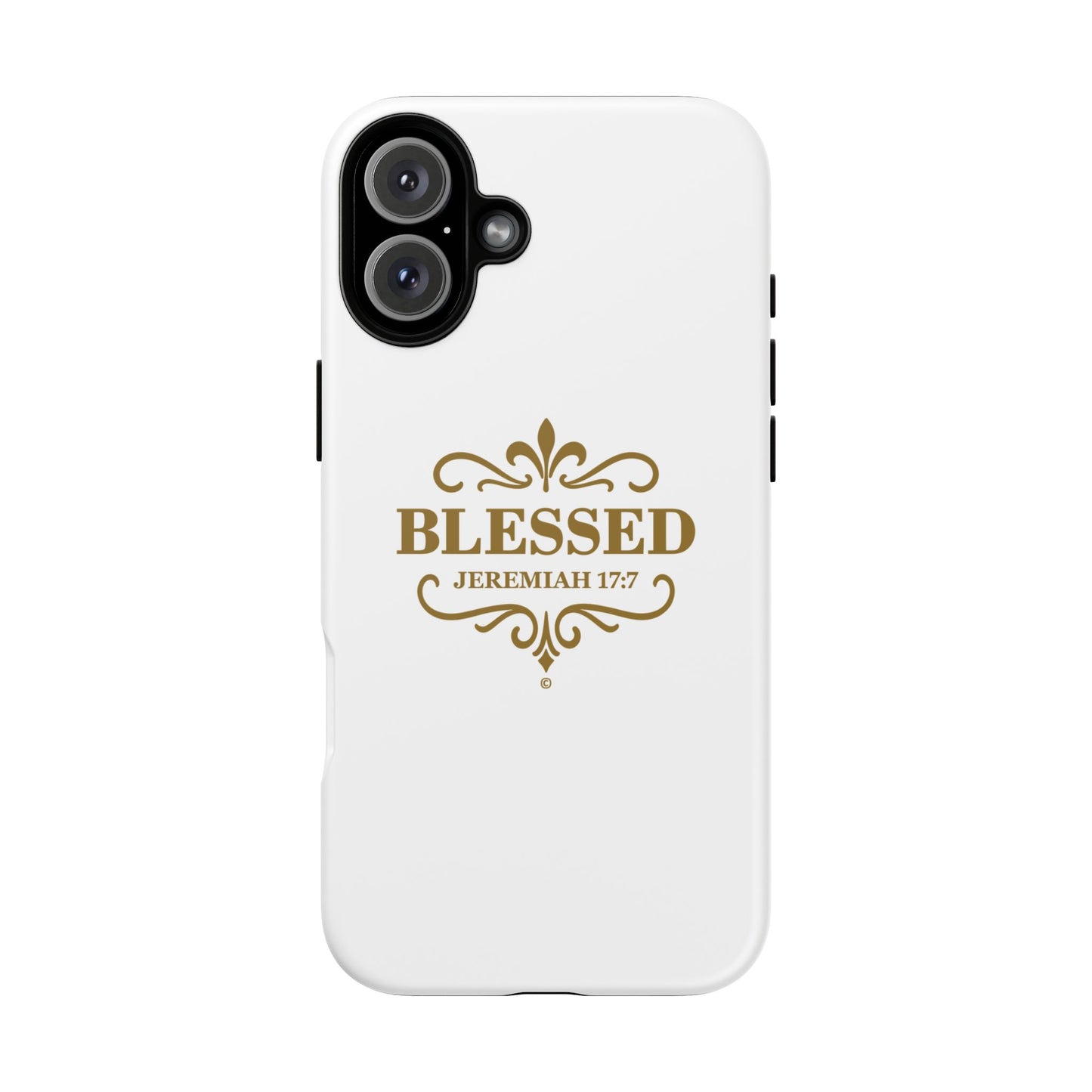 Blessed (Gold Lettering), Rugged Phone Case, Inspirational Mobile Cover, Gift for Faith Lovers, Faith-Based Protector - Cross Apparel USA