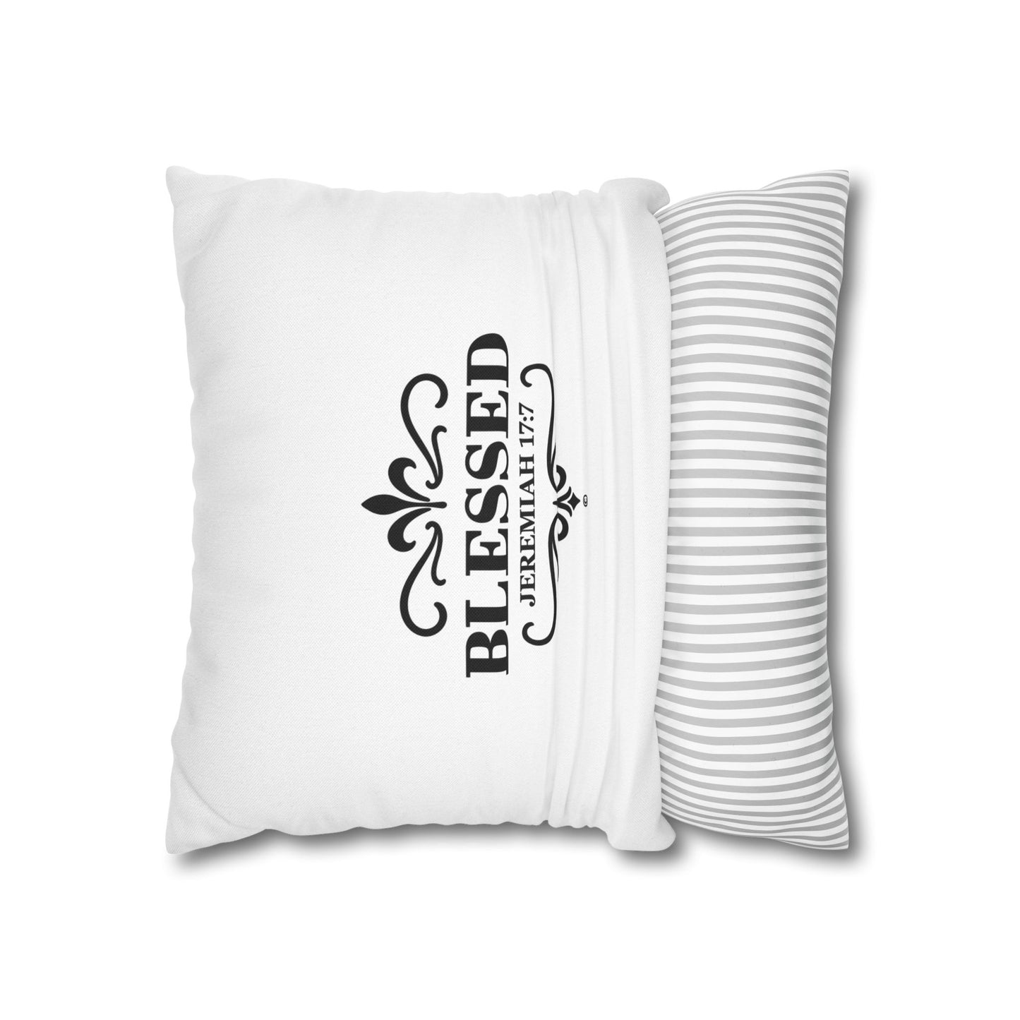 Blessed (Black Lettering) Square Pillow Cover | Inspirational Home Decor | Gifts for Faith (Pillow not included)