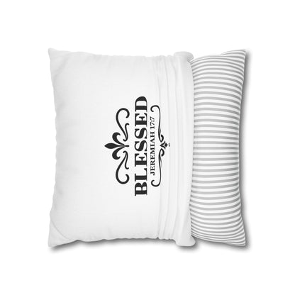Blessed (Black Lettering) Square Pillow Cover | Inspirational Home Decor | Gifts for Faith (Pillow not included)