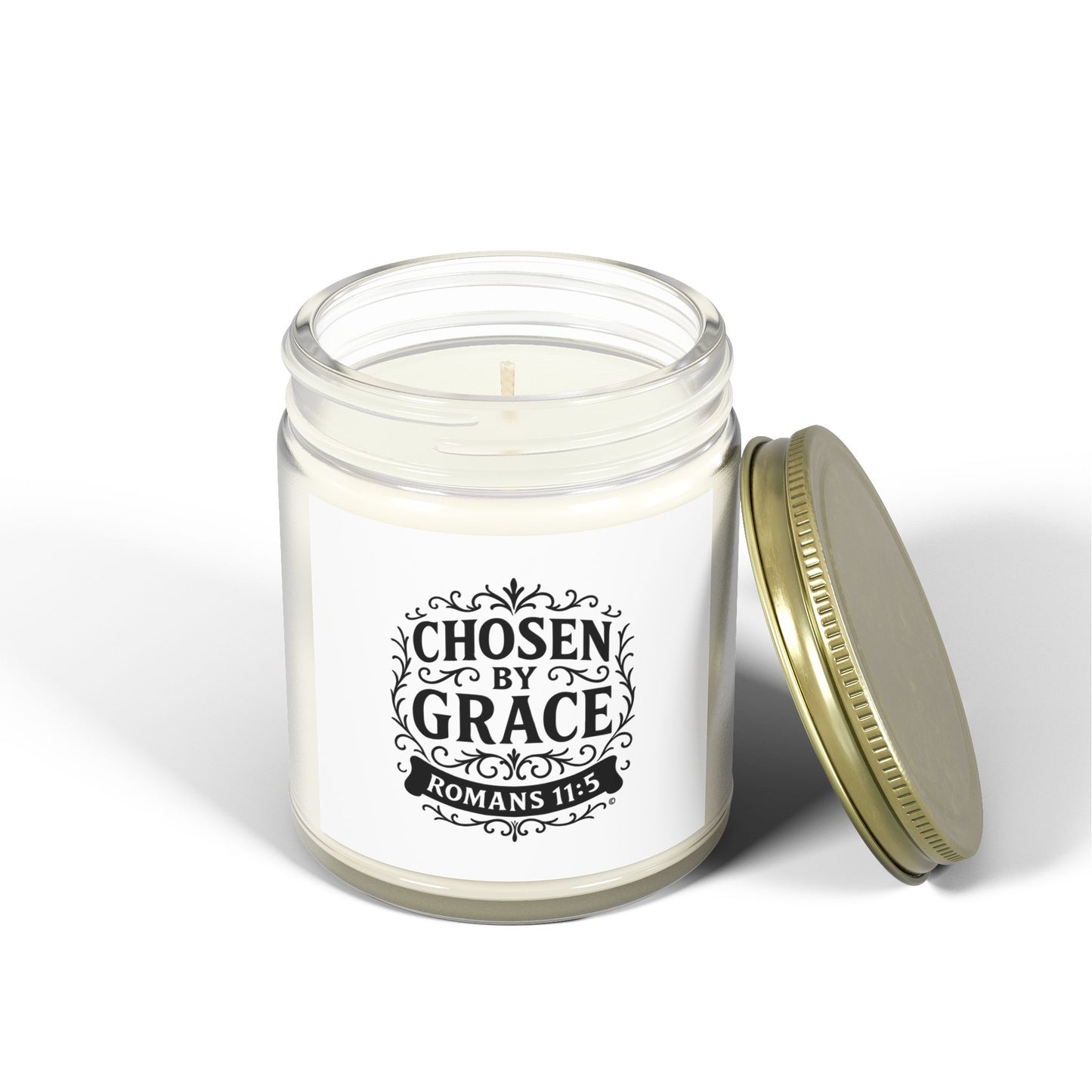 Chosen by Grace (Black Lettering) Scented Candle - Coconut Apricot Wax, Inspirational Home Decor, Relaxation, Gifts for Believers