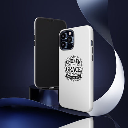 Chosen by Grace (Black Lettering), Rugged Phone Case, Inspirational Mobile Cover, Gift for Faith Lovers, Faith-Based Protector