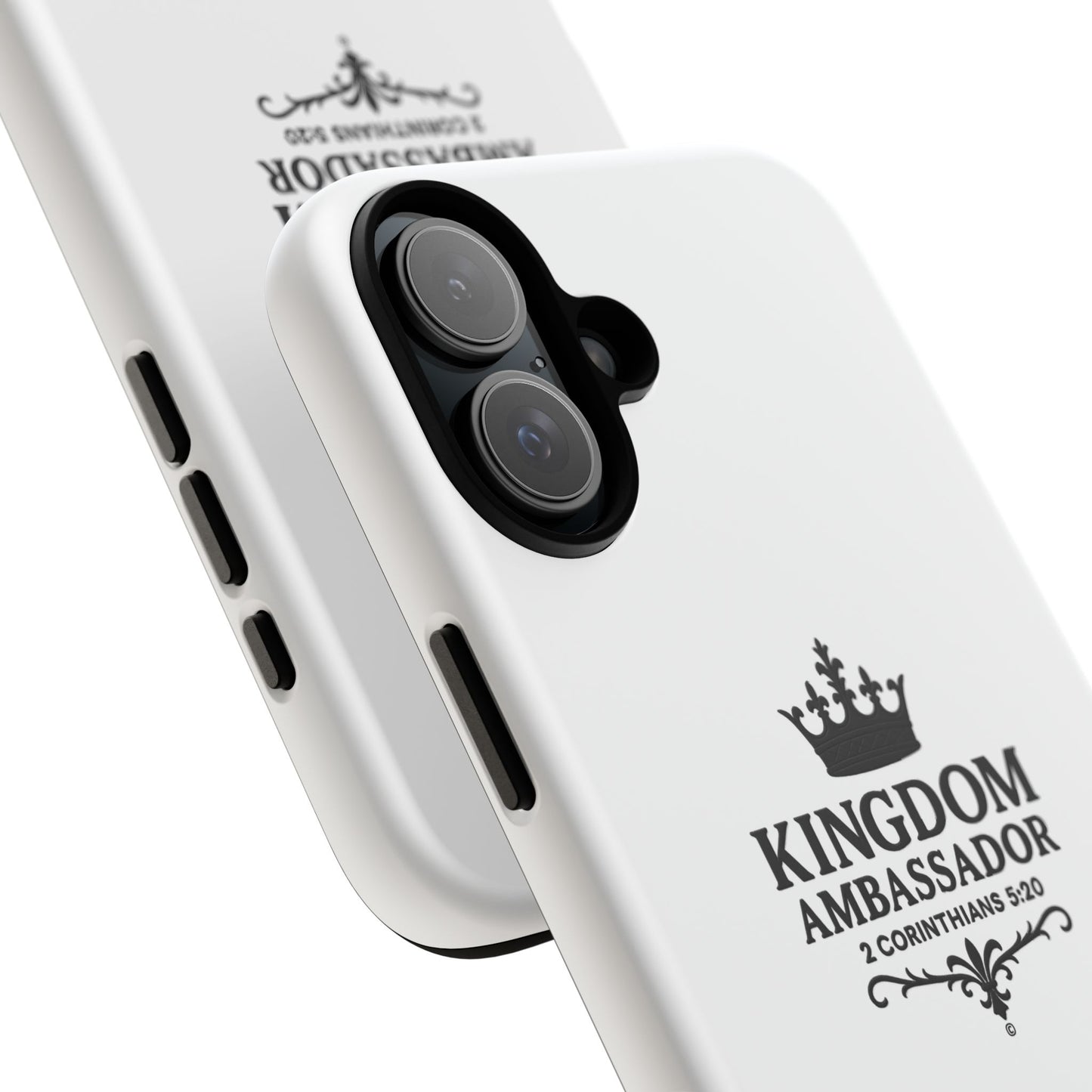 Kingdom Ambassador (Black Lettering) Rugged Phone Case, Inspirational Mobile Cover, Gift for Faith Lovers, Faith-Based Protector - Cross Apparel USA