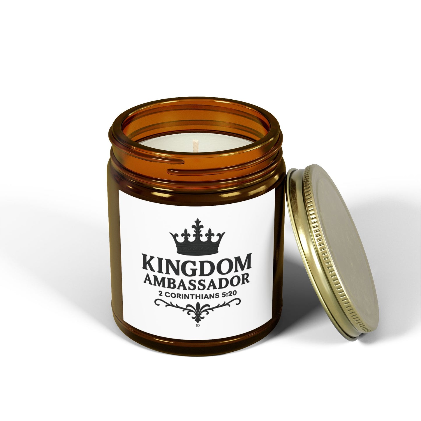 Kingdom Ambassador (Black Lettering) Scented Candle - Coconut Apricot Wax, Inspirational Home Decor, Gifts for Believers, Relaxation