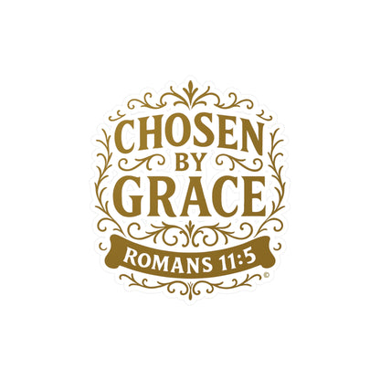 Chosen by Grace (Gold Lettering) Kiss-Cut Vinyl Decals, Inspirational Wall Art, Faith-Based Gifts, Perfect for Students - Cross Apparel USA