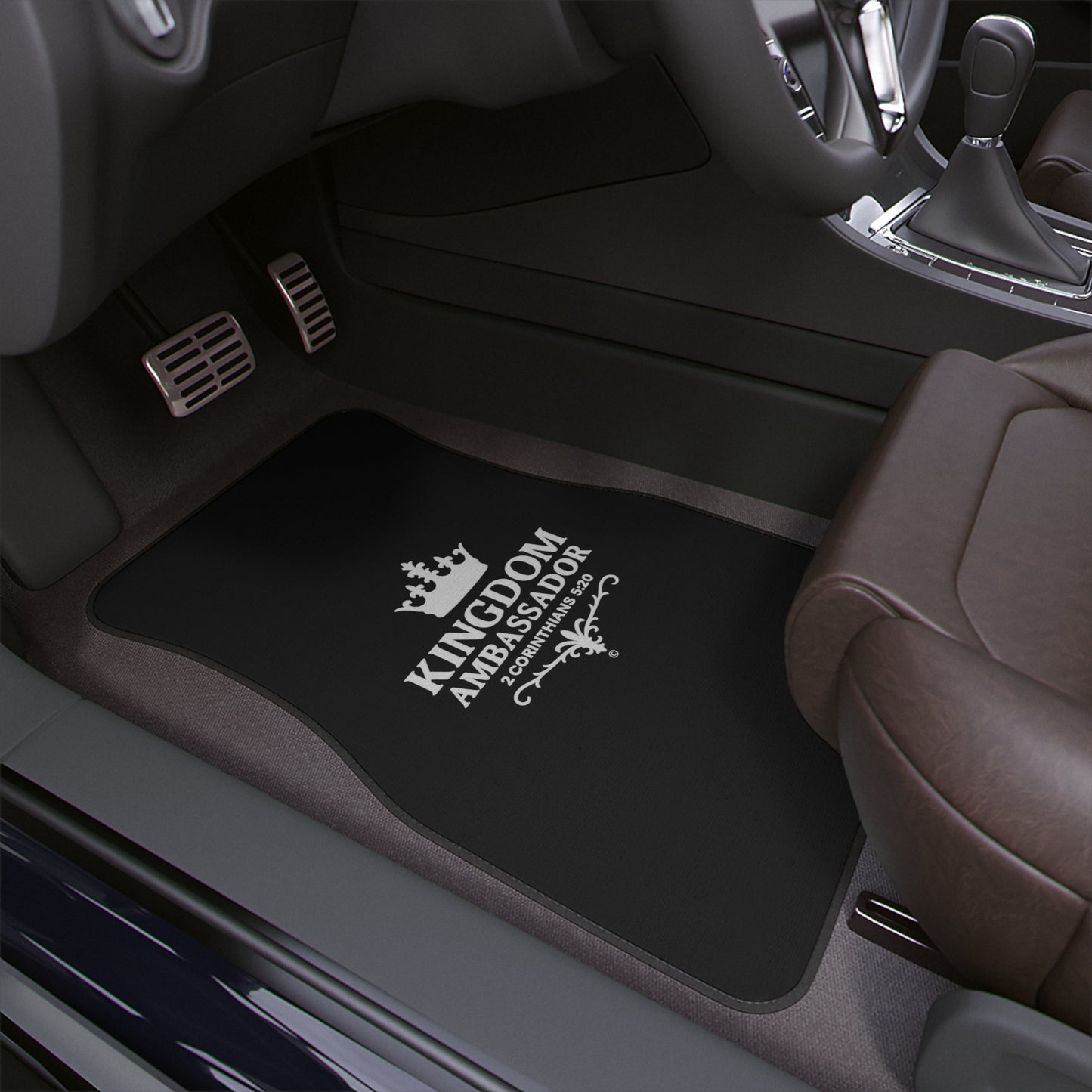 Kingdom Ambassador (White Lettering on Black) Car Floor Mat. 1 piece