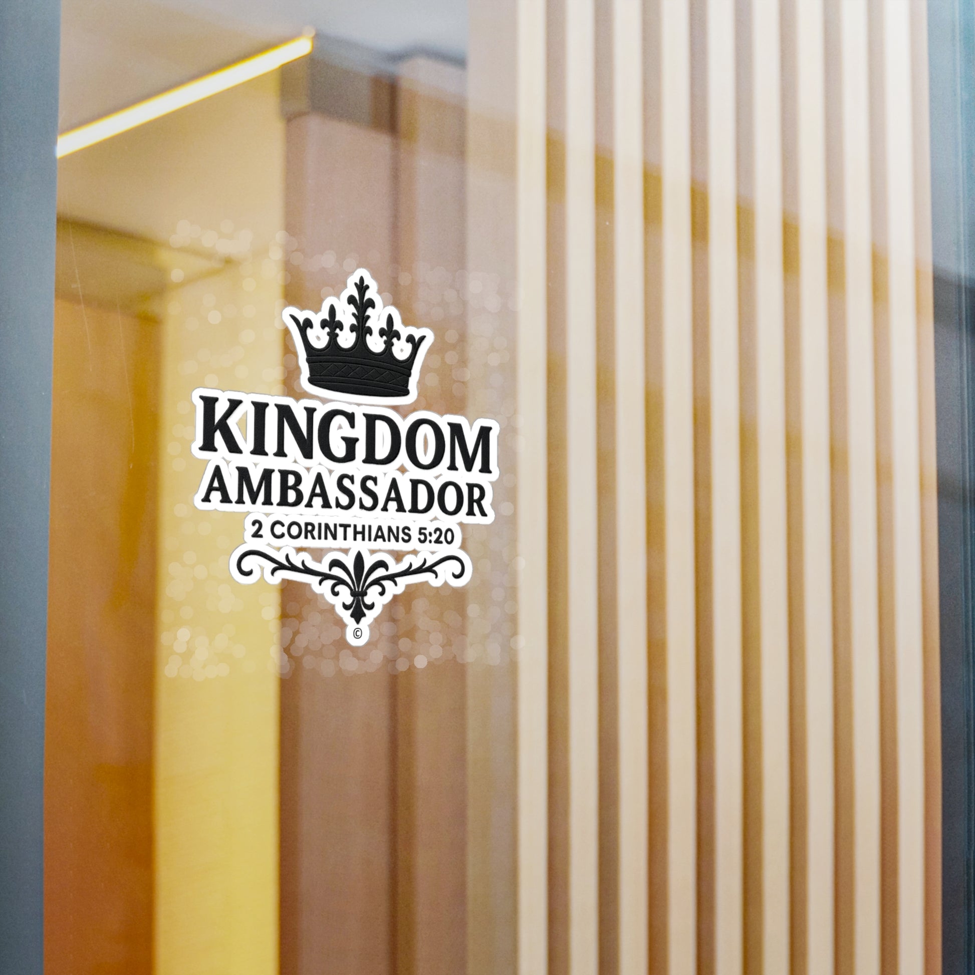 Kingdom Ambassador (Black Lettering) Kiss-Cut Vinyl Decals, Inspirational Wall Art, Faith-Based Gifts, Home Decor - Cross Apparel USA