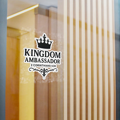 Kingdom Ambassador (Black Lettering) Kiss-Cut Vinyl Decals, Inspirational Wall Art, Faith-Based Gifts, Home Decor - Cross Apparel USA