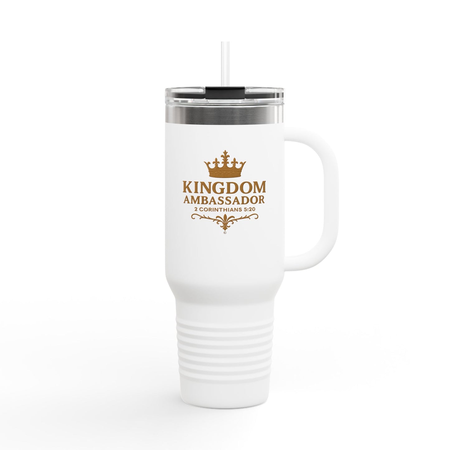 Kingdom Ambassador (Gold Lettering) Insulated Travel Mug, 40oz - Motivational Drinkware, Perfect for Believers, Inspirational Gifts, Faith-based Designs