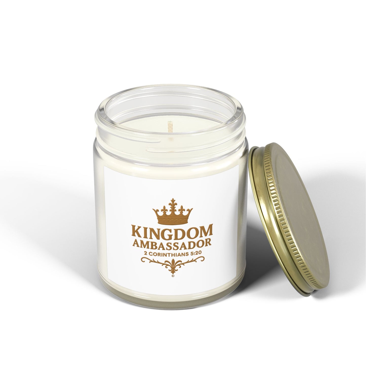 Kingdom Ambassador (Gold Lettering) Scented Candle - Coconut Apricot Wax, Inspirational Home Decor, Gifts for Believers, Relaxation