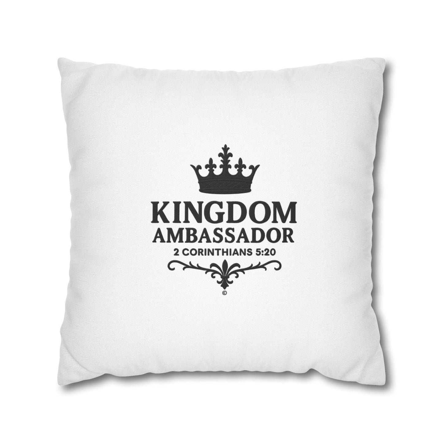 Kingdom Ambassador (Black Lettering) Square Pillow Cover | Inspirational Home Decor | Gifts for Faith (Pillow not included)