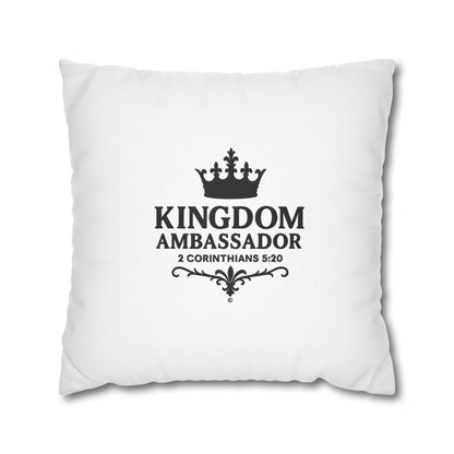 Kingdom Ambassador (Black Lettering) Square Pillow Cover | Inspirational Home Decor | Gifts for Faith (Pillow not included)