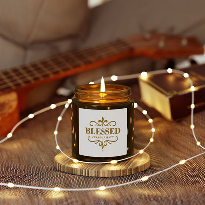 Blessed (Gold Lettering) Scented Candle - Coconut Apricot Wax, Inspirational Home Decor, Gifts for Believers, Relaxation