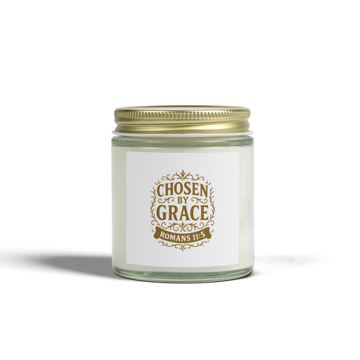 Chosen by Grace (Gold Lettering) Scented Candle - Coconut Apricot Wax, Inspirational Home Decor, Relaxation, Gifts for Believers
