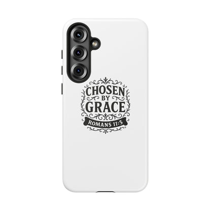 Chosen by Grace (Black Lettering), Rugged Phone Case, Inspirational Mobile Cover, Gift for Faith Lovers, Faith-Based Protector
