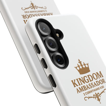Kingdom Ambassador (Gold Lettering) Rugged Phone Case, Inspirational Mobile Cover, Gift for Faith Lovers, Faith-Based Protector