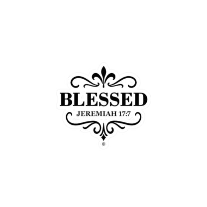 Blessed (Black Lettering) Kiss-Cut Vinyl Decals, Inspirational Wall Art, Faith-Based Gifts, Home Decor - Cross Apparel USA