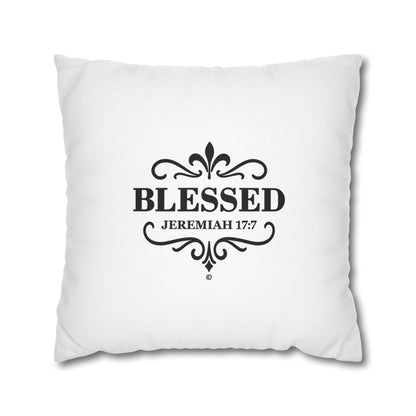 Blessed (Black Lettering) Square Pillow Cover | Inspirational Home Decor | Gifts for Faith (Pillow not included)