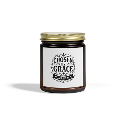 Chosen by Grace (Black Lettering) Scented Candle - Coconut Apricot Wax, Inspirational Home Decor, Relaxation, Gifts for Believers