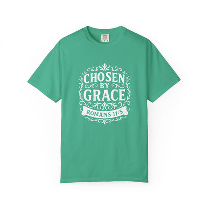 Chosen by Grace (White Lettering) Unisex Faith Tee, Relaxed Fit Shirt, Inspirational Apparel, Gift for Believers