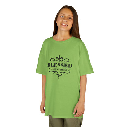 Blessed (Black Lettering) Kids Tee, Faith-based Inspirational Apparel, Gift for Believers, Youth Fashion, Bible Verse Shirt, Meaningful Gift