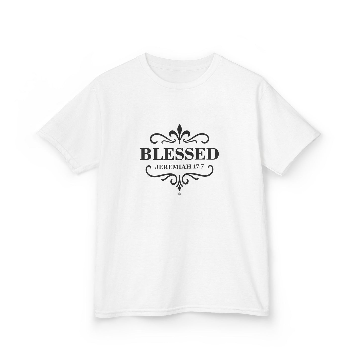 Blessed (Black Lettering) Kids Tee, Faith-based Inspirational Apparel, Gift for Believers, Youth Fashion, Bible Verse Shirt, Meaningful Gift