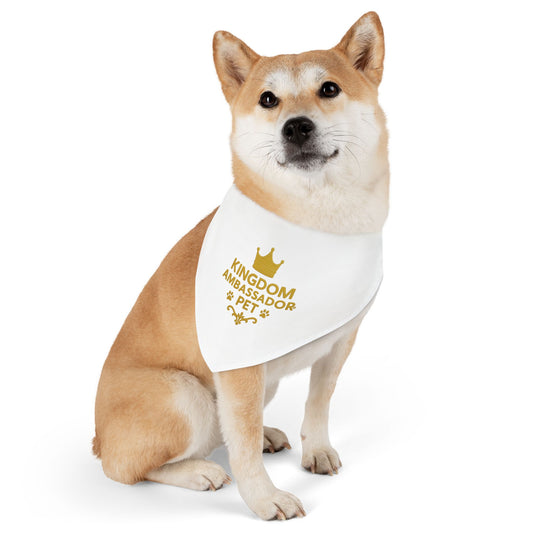 Kingdom Ambassador Pet (Gold Lettering) Bandana Collar, Inspirational Pet Fashion Accessory, Pet Lover Gift
