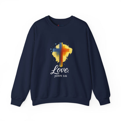 Love (White Lettering) Unisex Crewneck Sweatshirt, Inspirational Apparel, Casual Wear, Gift for Believers, Church Outing Attire, Daily Comfort Wear