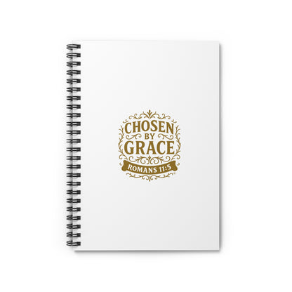 Chosen by Grace (Gold Lettering) Inspirational Spiral Notebook, Christian Journal, Bible Study Supplies, Faith Gift, Daily Planner - Cross Apparel USA