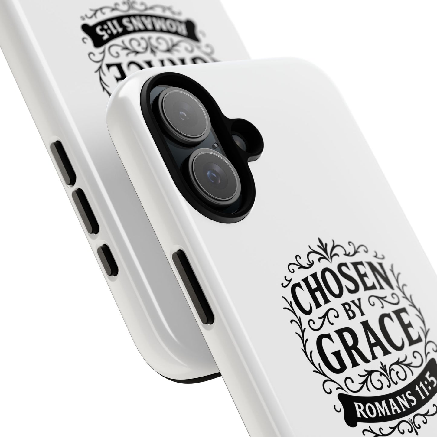 Chosen by Grace (Black Lettering), Rugged Phone Case, Inspirational Mobile Cover, Gift for Faith Lovers, Faith-Based Protector
