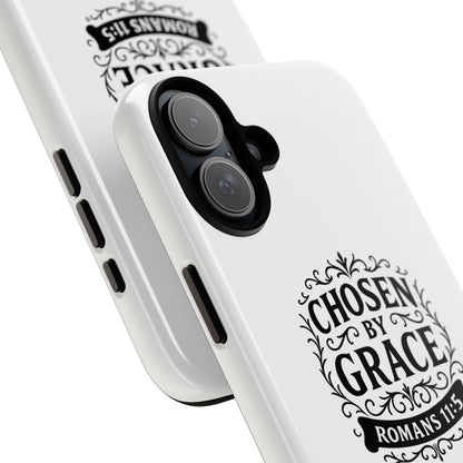 Chosen by Grace (Black Lettering), Rugged Phone Case, Inspirational Mobile Cover, Gift for Faith Lovers, Faith-Based Protector