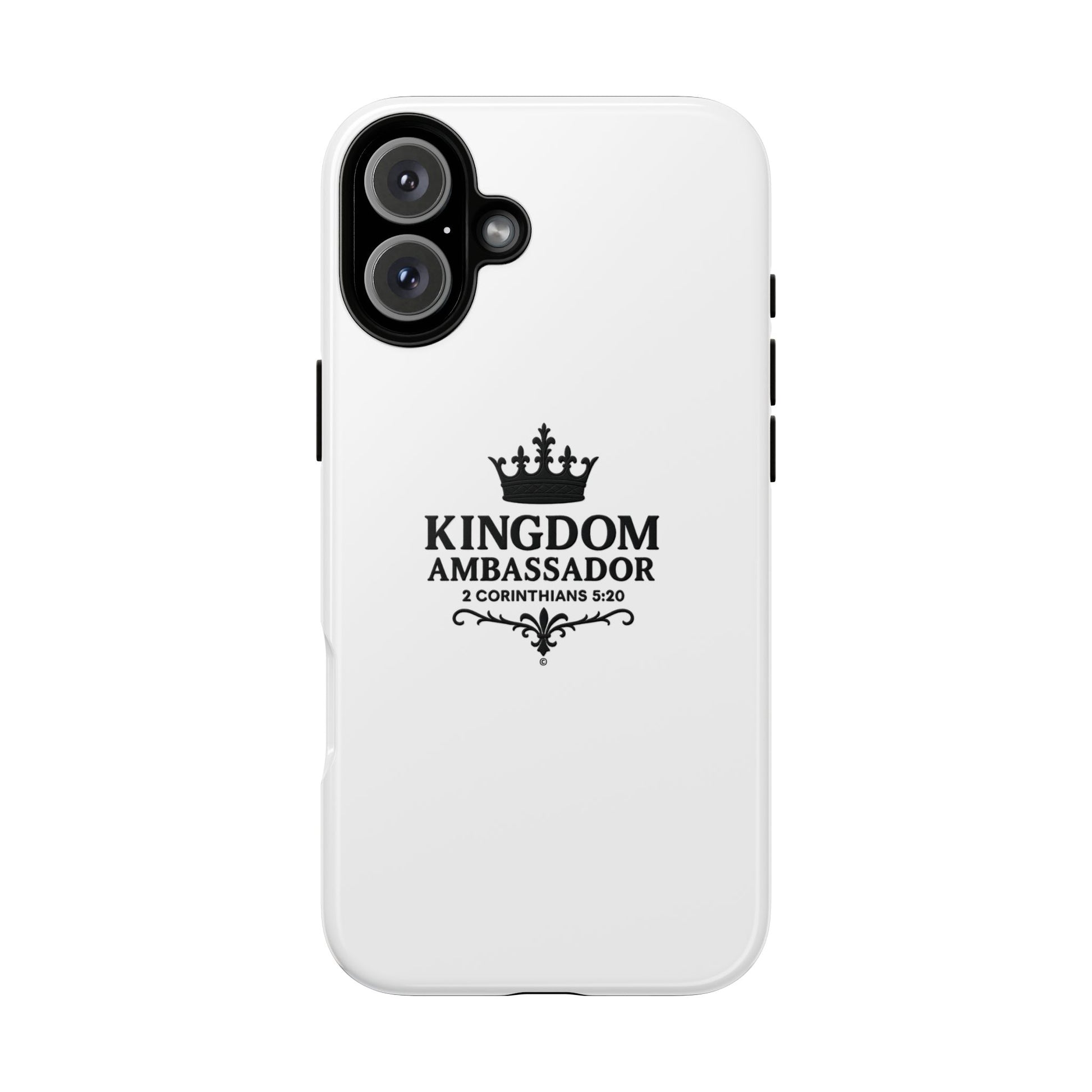 Kingdom Ambassador (Black Lettering) Rugged Phone Case, Inspirational Mobile Cover, Gift for Faith Lovers, Faith-Based Protector - Cross Apparel USA