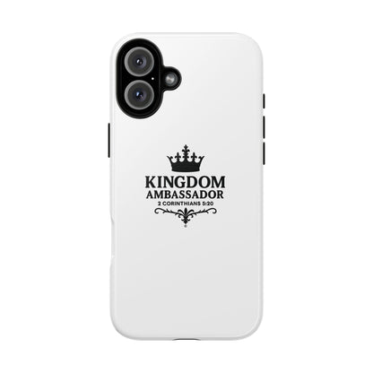 Kingdom Ambassador (Black Lettering) Rugged Phone Case, Inspirational Mobile Cover, Gift for Faith Lovers, Faith-Based Protector - Cross Apparel USA